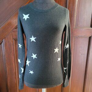 Gap Womens Gray Sweater With White Star Print Design Size XS Cotton & Wool Blend